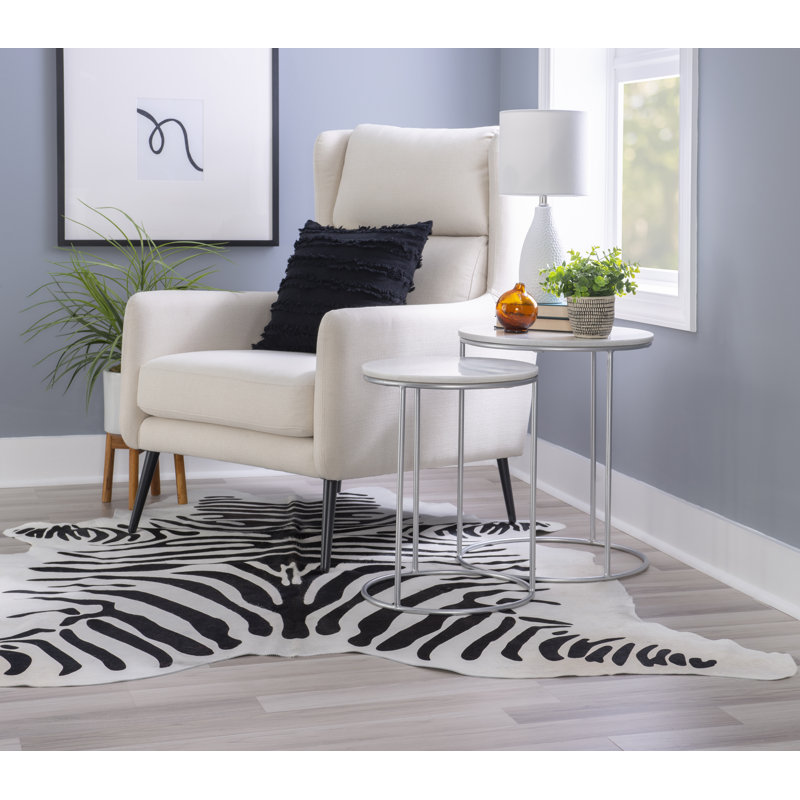 Tables gigognes Bradee, Argent, Blanc