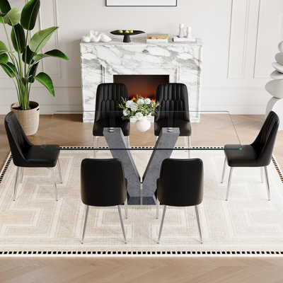 Ensemble de table de salle à manger en verre