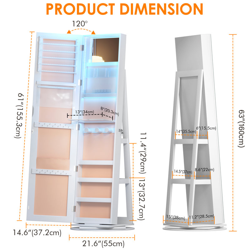 Blackhorse Jewelry Armoire, White/Beige