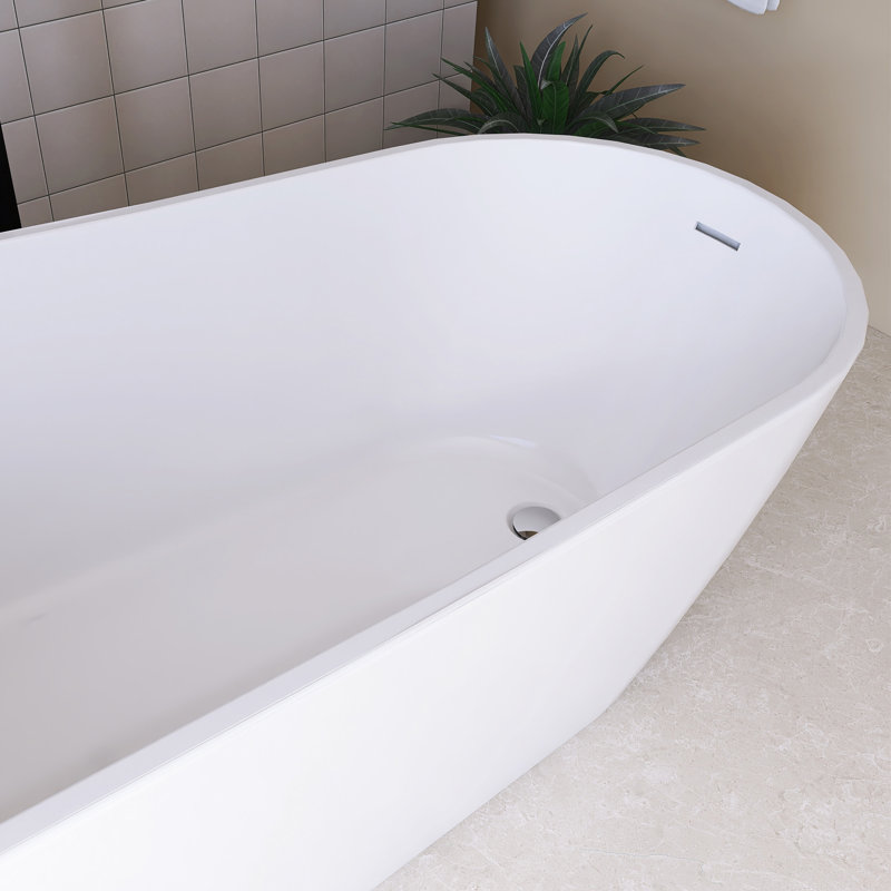 67'' Acrylic Freestanding Soaking Bathtub In Glossy White