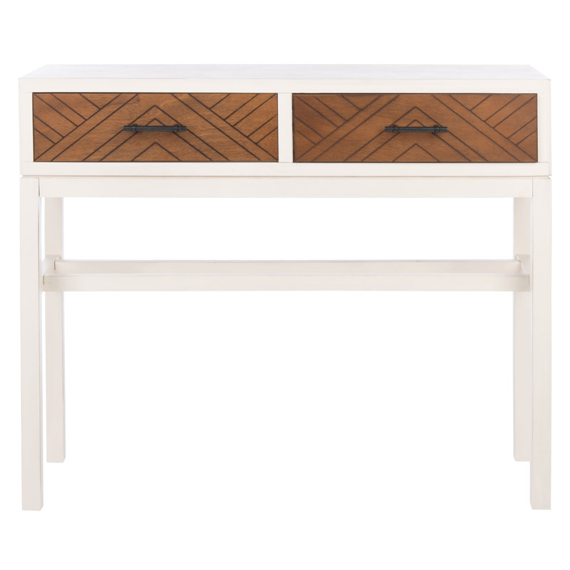 Alayssa 35.5'' Console Table, Distressed White/Honey Brown