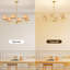 Lustre 36 po en rotin Boho, luminaire suspendu en rotin 6 lumières avec abat-jour doré
