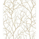 Trees Silhouette Floral Metallic Wallpaper Roll