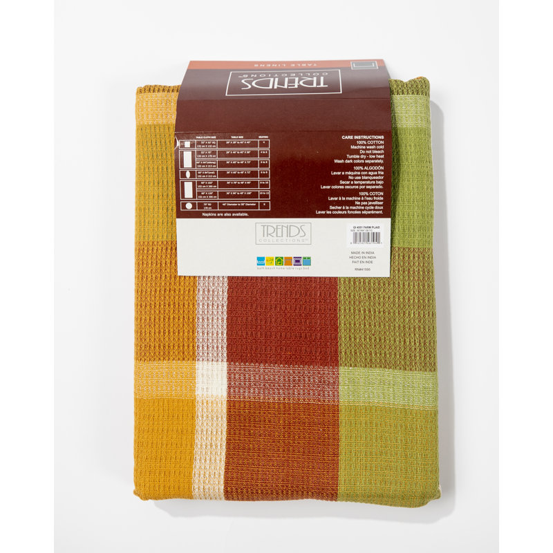 Rustic Fall Plaid Cotton Fabric Tablecloth, 60" x 102"
