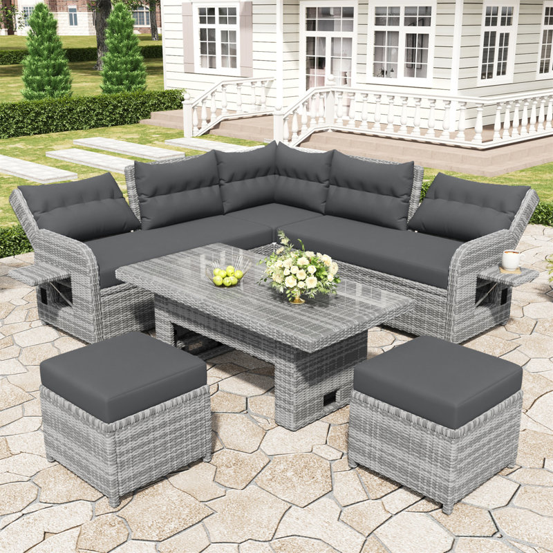 Ensemble de meubles d'extérieur en rotin polyvalent avec éléments réglables et coussins moelleux pour toutes les occasions