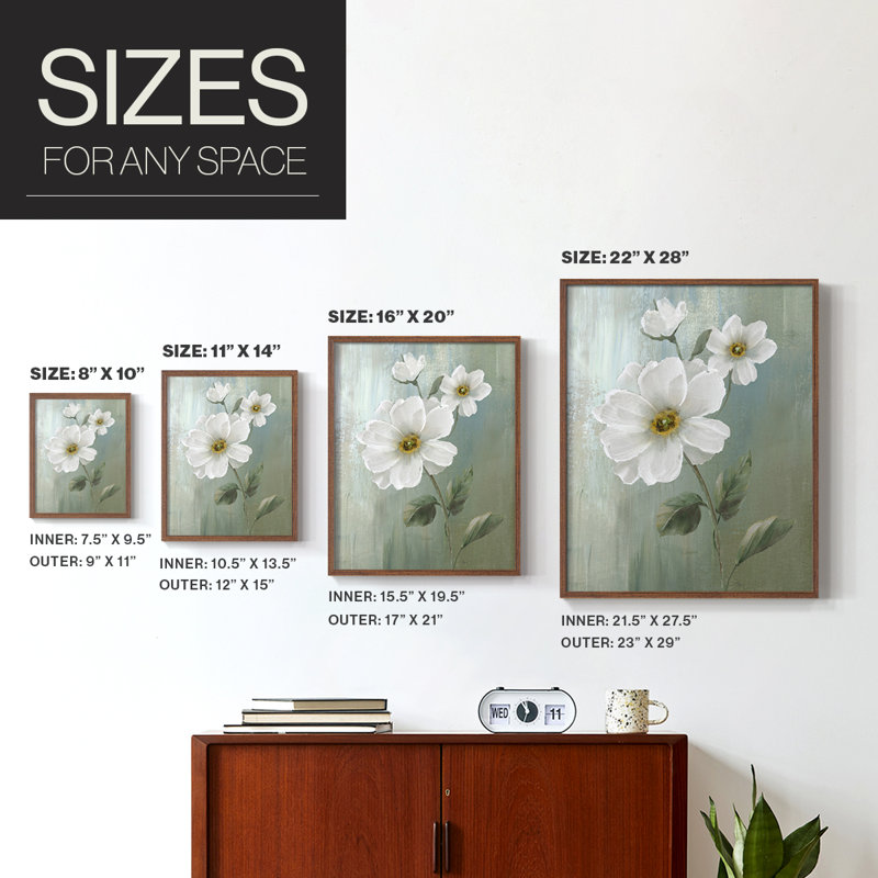 White Fancy II Framed Print - Solid Wood, Walnut, 30" H x 24" W