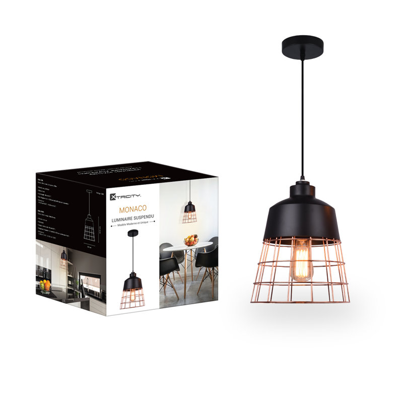 Luminaire suspendu géométrique en forme de dôme 1 lumière Monaco