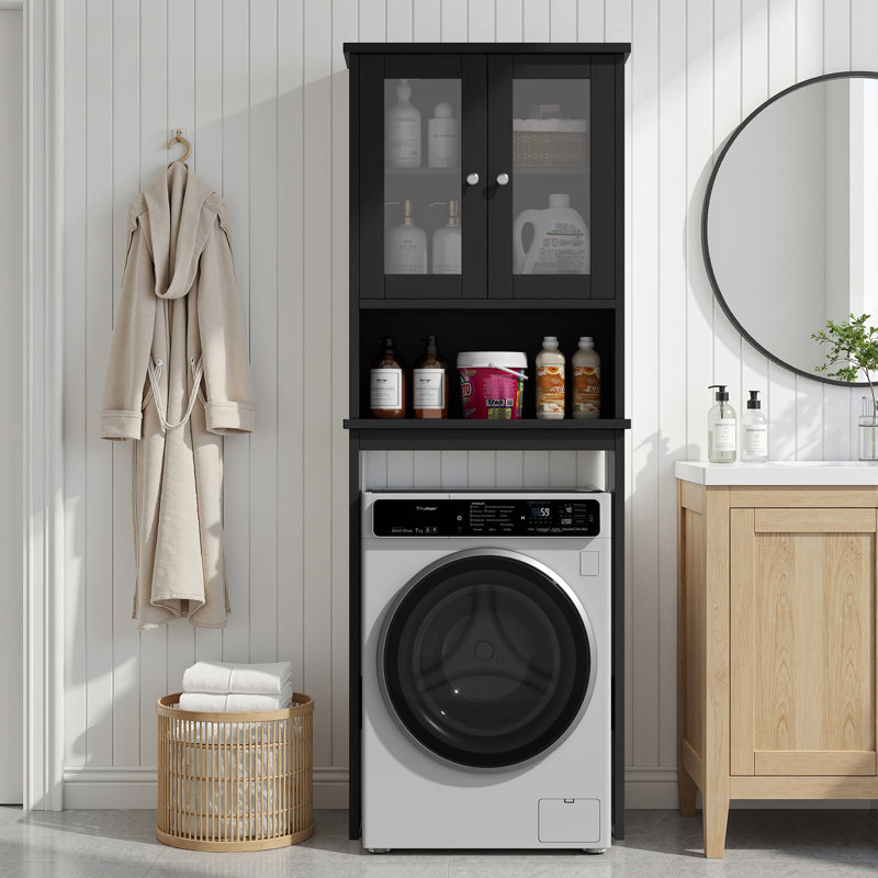  Armoire de salle de bain au-dessus de la toilette Bellavance 65,4 "H, Noir