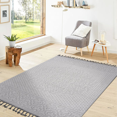 Tapis médaillon 8 x 10 en blanc /, teinté, pour animaux, pour entrée et cuisine blanc / médaillon, facile à passer l'aspirateur, bureau à domicile