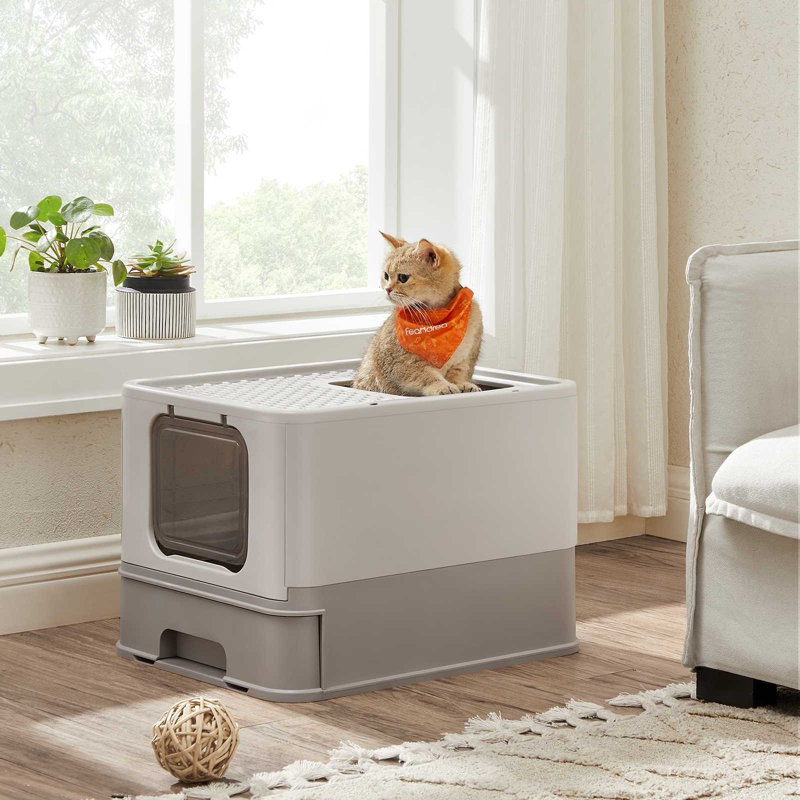 Cat Travel Set - Foldable Litter Box, Scoop, Food & Water Bowls, Pink, Portable For Kittens & Cats