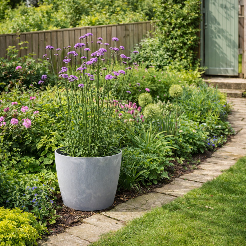 Taylur Pot Planter Concrete Effect Recycled Plastic, Grey, 15.9cm H x 18cm W x 18cm D