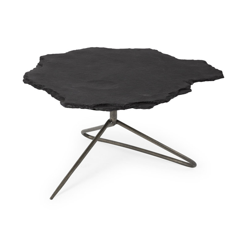 Table basse avec cadre en fer noir ardoise