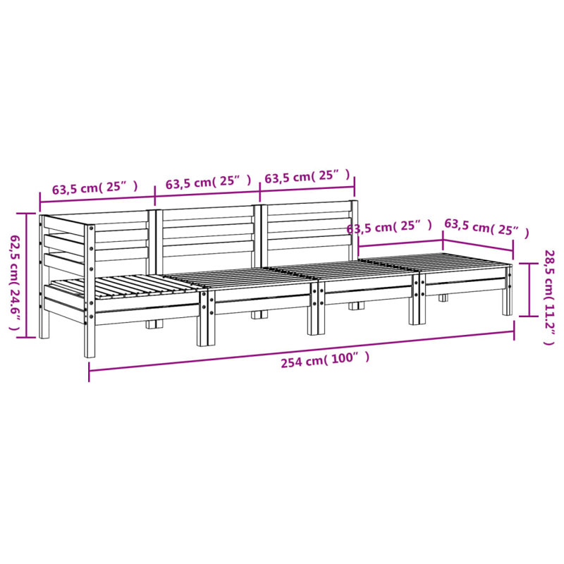 Malaga 254cm Wide Rectangle Patio Sofa