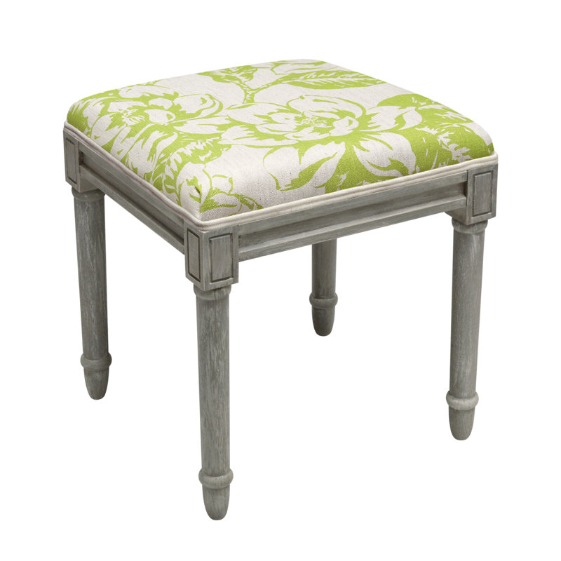 Kay Solid Wood Accent Stool, Chartreuse, Grey