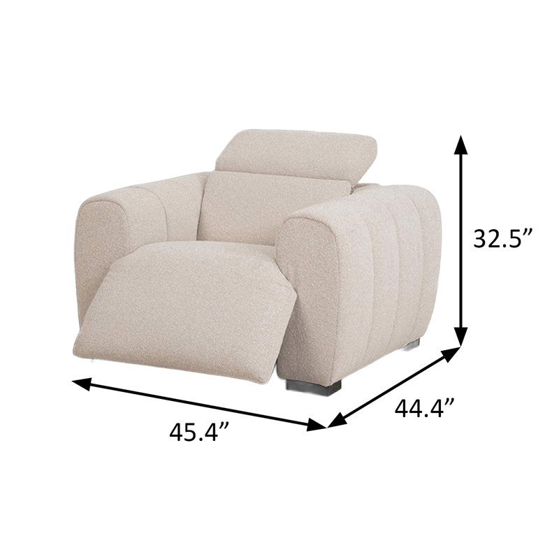 45.4" W Contemporary Power Recliner, Beige