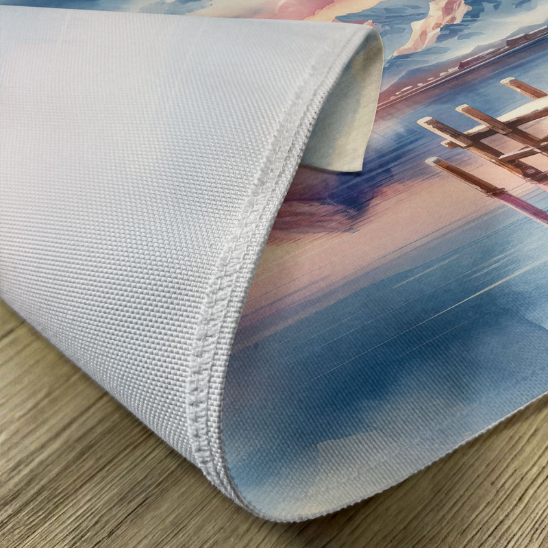 Peach Blush and Ceil Blue Polyester Lake View Placemats Set of 4
