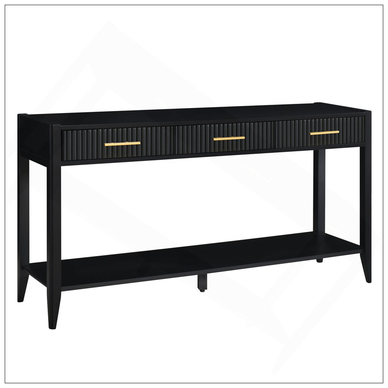 60" Painted Console Table With 3 Drawers,Wooden Entryway Table With Storage Shelf, Farmhouse Sofa Table For Living Room, Hallway,Entryway, Foyer, Corridor(Black)