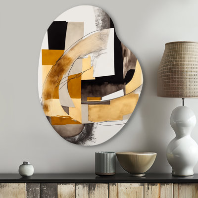 Glam Art Deco Abstract IV - Art mural abstrait en forme unique en métal, reproduction d'art asymétrique noire en métal