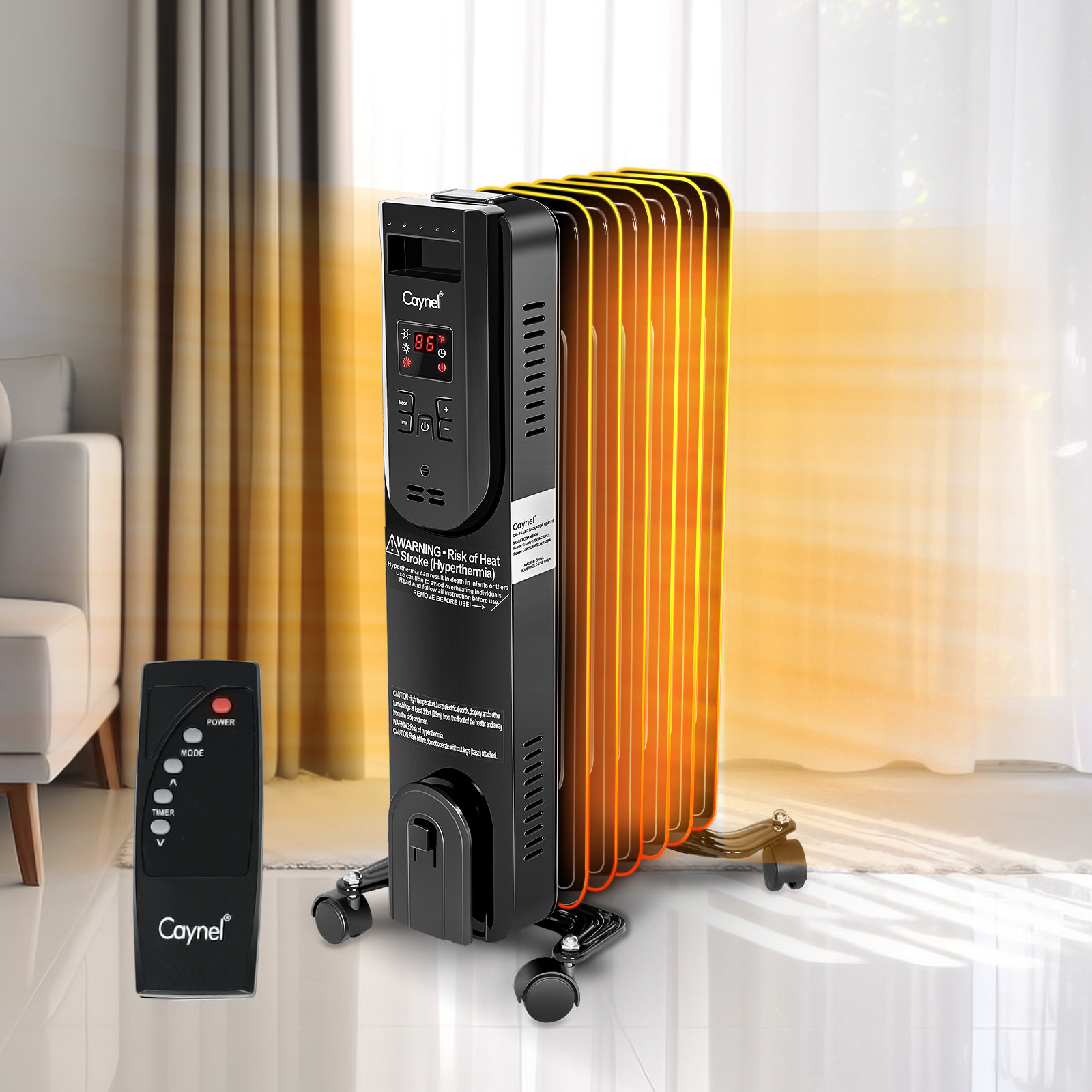 Best Radiator Space Heater CAYNEL 1500 Watt Electric Radiator Space Heater with Adjustable