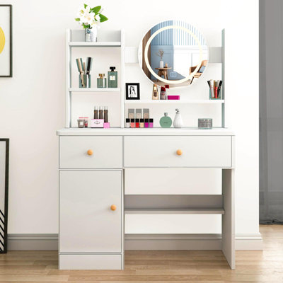 Dressing table with LED lighting mirror, adjustable brightness, dressing table with chair by Wrought Studio