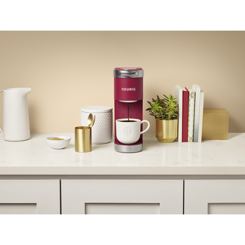Cardinal Red Compact Single Serve Coffee Maker with Silver Accents