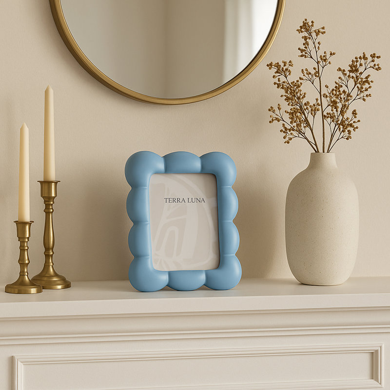 Cadre photo moderne à bulles pour la décoration intérieure - joli cadre photo pour la chambre à coucher, le salon, le vestibule et la décoration murale ludique, bleu