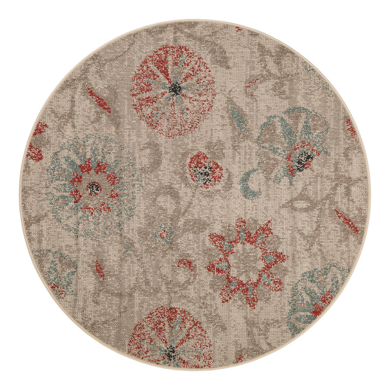Indoor/Outdoor Botanical Area Rug, Round 5'1"