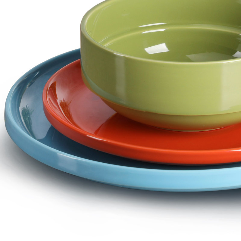 Ensemble de vaisselle ronde en grès de 12 pièces Ebern Designs Blaik Sunset