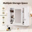 Armoire murale de salle de bain avec 4 tablettes et miroir, blanc, porte de miroir blanche pratique