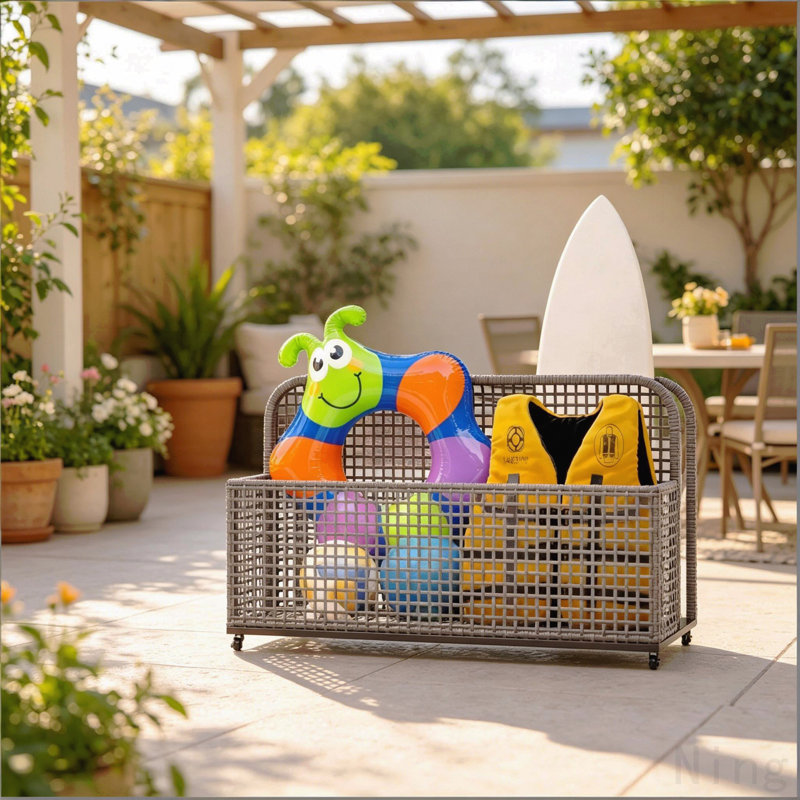 Wicker Storage Cart,Convenient Float Storage Cart,Outdoor Storage Organizer