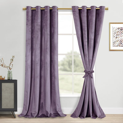 2 Panels Velvet Curtains with Tiebacks - Luxury Grommet Top Window Treatments Room Darkening Privacy Protect Drapes for Bedroom Living Room Home Decor