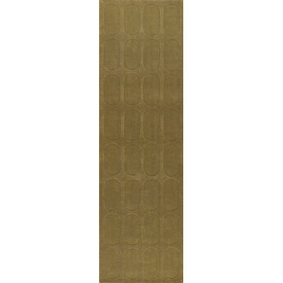 Aldery Green Hand-Loomed Geometric Wool Rug