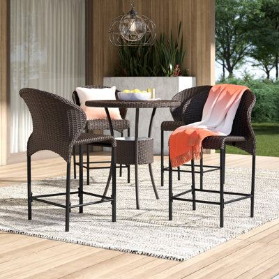 4 - Person Wicker Patio Dining Set with Round Table