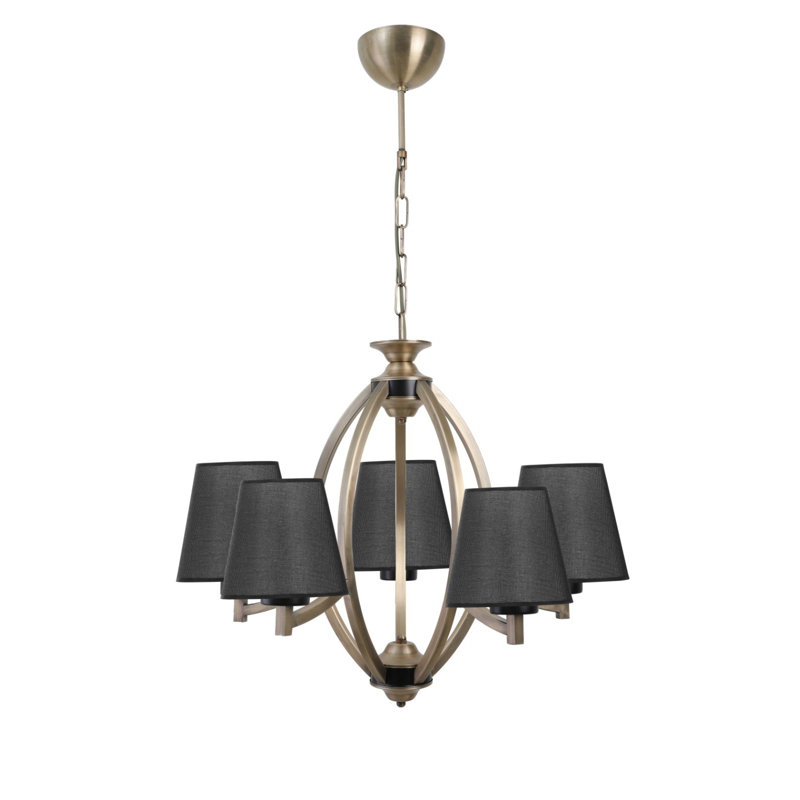 Lustre géométrique à 5 lumières Roark, Or, Noir