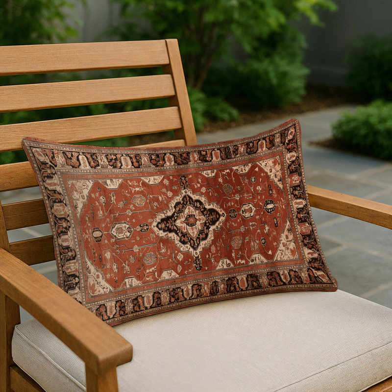 Coussin décoratif intérieur et extérieur Tabriz, Rectangle H 20 po x l 14 po, Brun oriental 221