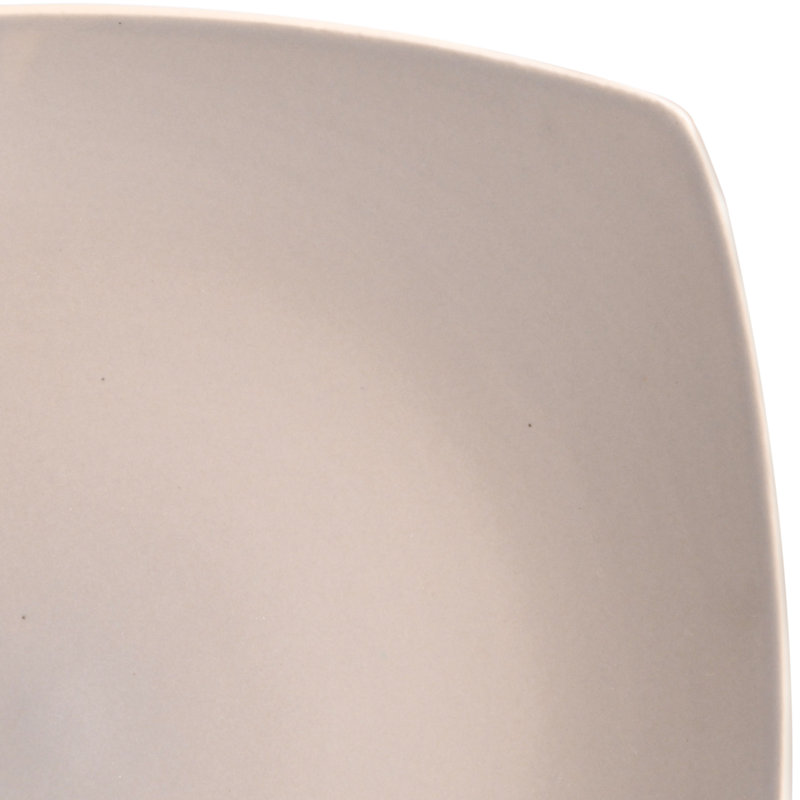 Matte Taupe Square Ceramic Dinnerware Set, Service for 4