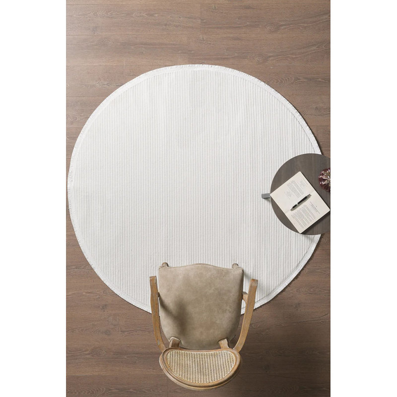 Luxurious Cream Area Rug, 6.6 x 6.6 Feet | 100% Polypropylene, 1.8 lbs/Sq Ft, Pile Height: 0.4 Inches | Machine Woven, Non-Slip Dot Underside, Antibacterial | Perfect for Living Room, Bedroom & Office Decor