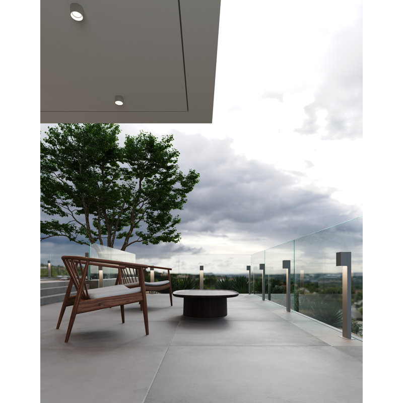 Box LED Bollard Light, Gray, 28" H x 3.5" W x 3.25" D