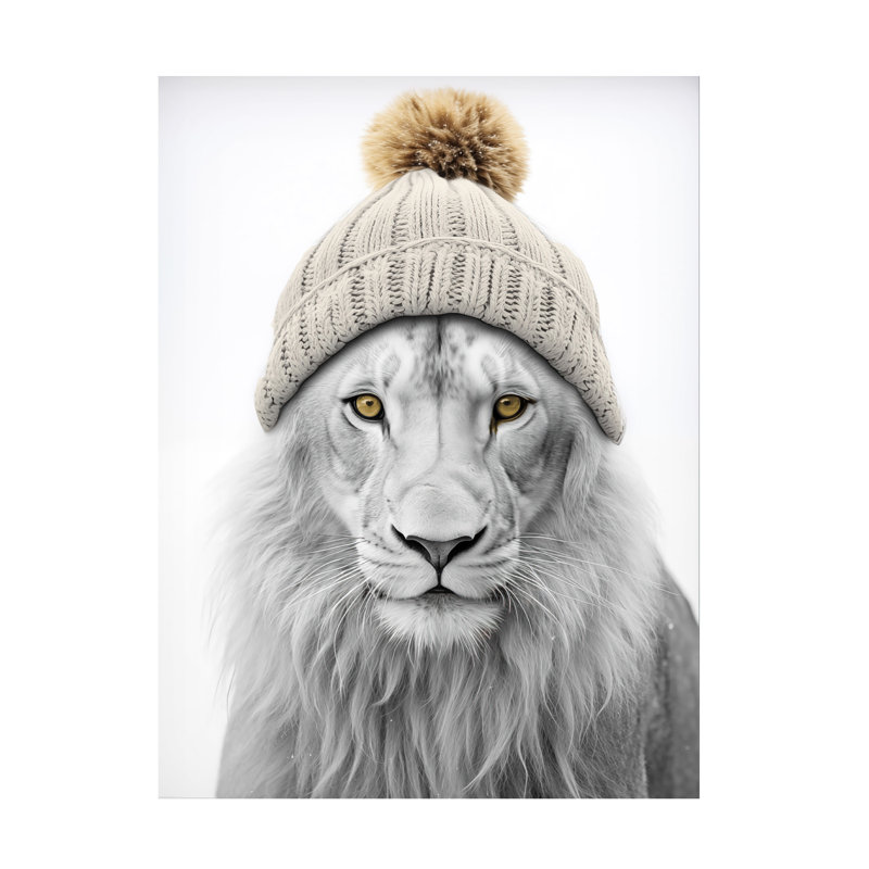 Art sur toile Sasha lion en hiver, H 14 po x l 19 po