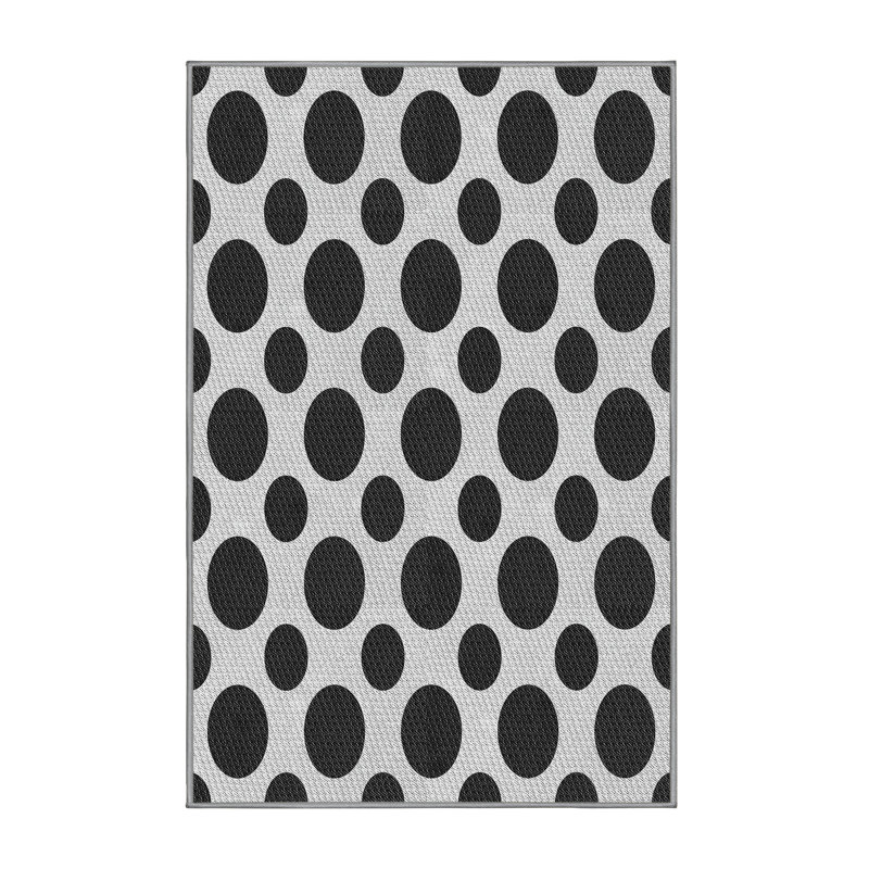 Tapis noir à pois, Rectangle 5 pi x 7 pi