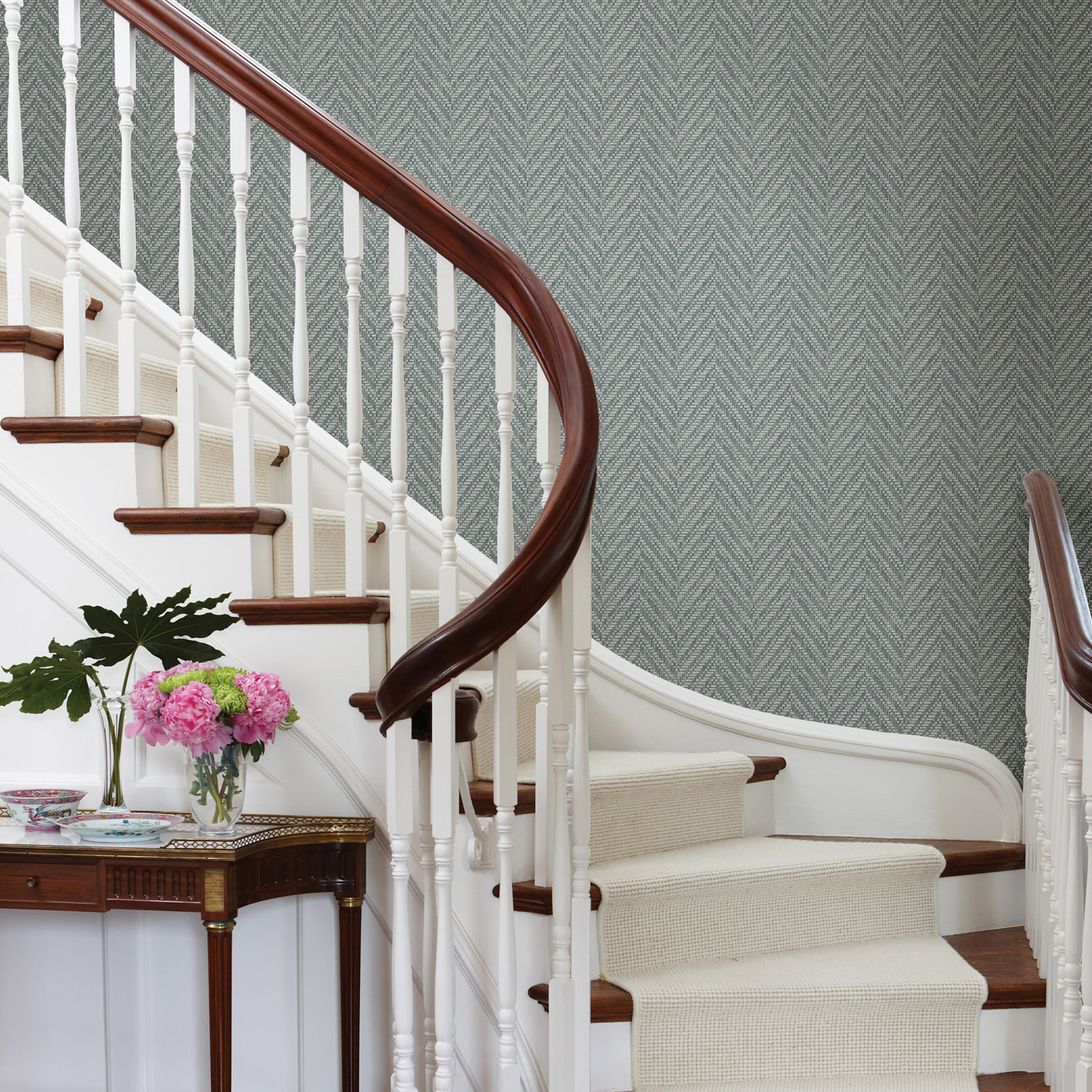 Ziggity Chevron Wallpaper, Aegean