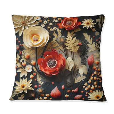 Cottage Floral Autumn Collage I - Floral Printed Throw Pillow
