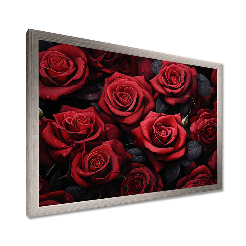«Red Black Rose Eernal Beauty IV - Roses», reproduction d'art sur toile encadrée, H 12 po x l 20 po x P 1 po