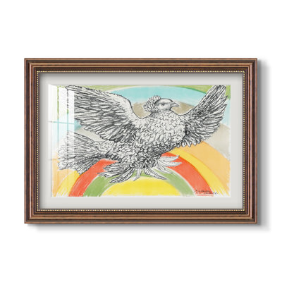 Colombe volante à l'arc-en-ciel, 1952 - Pablo Picasso - Estampe encadrée sur mesure