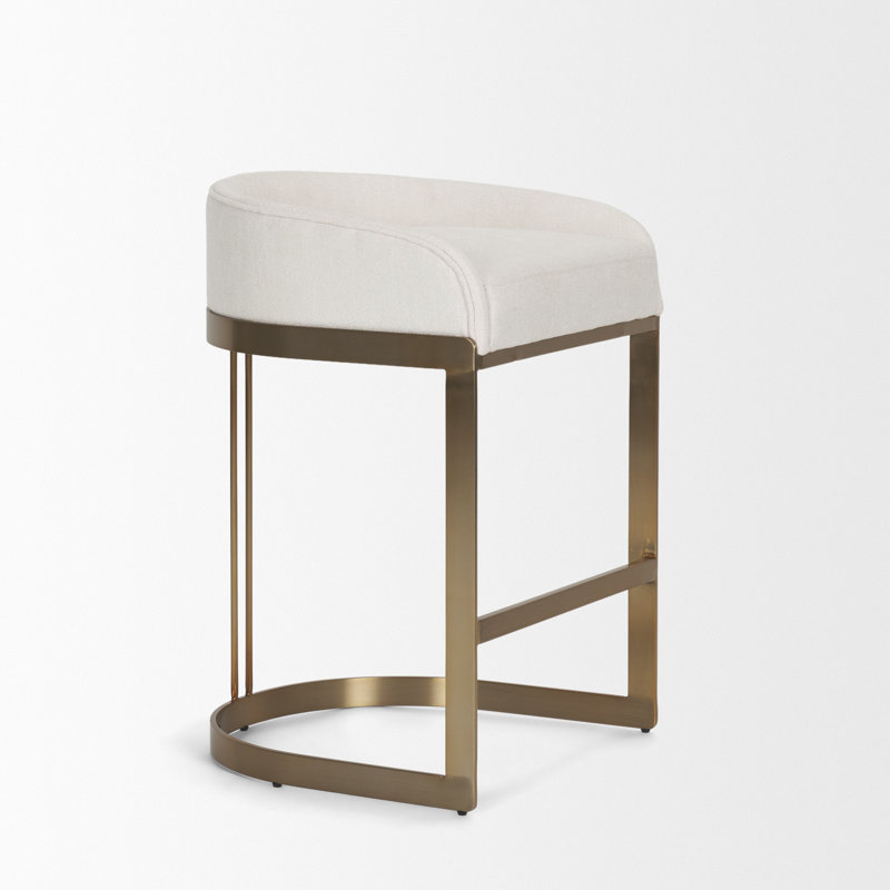 Tabouret de bar et de comptoir Bradley, Tabouret de comptoir (assise de 24,75 po de hauteu, Blanc performance, Doré