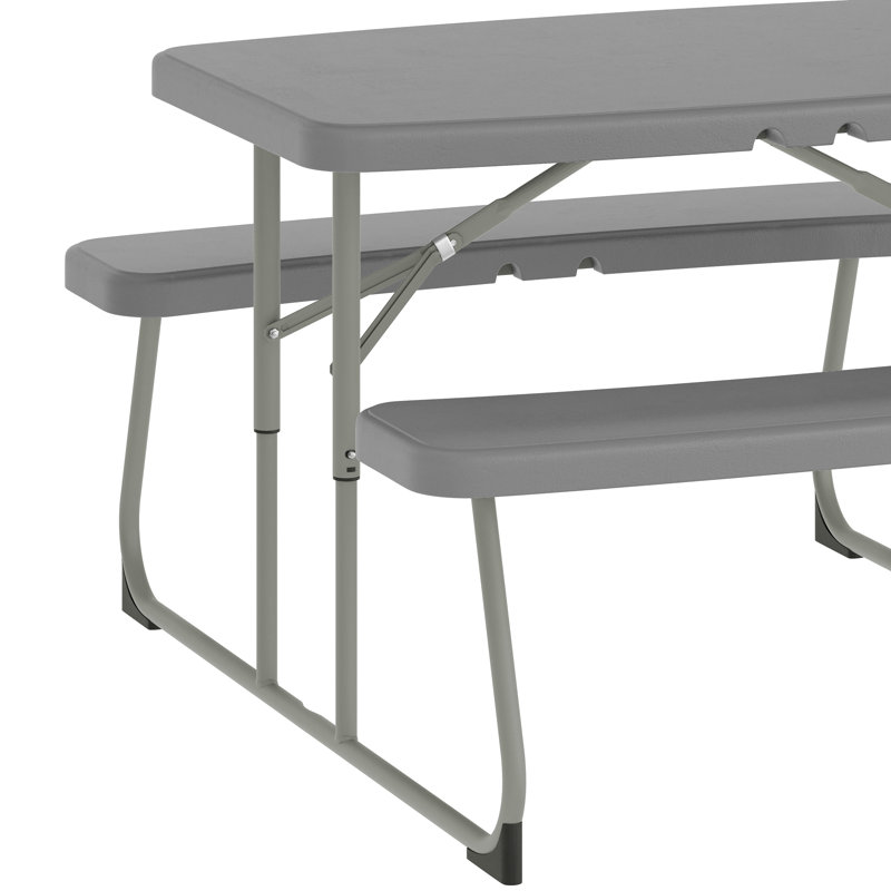 Indoor/Outdoor Commercial Grade Kids Folding Picnic Table with Benches, Gray