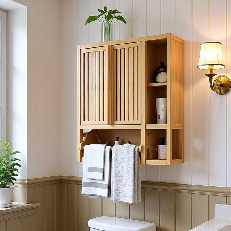 Aytuer Bamboo Wall Bathroom Cabinet With Magnetic Door