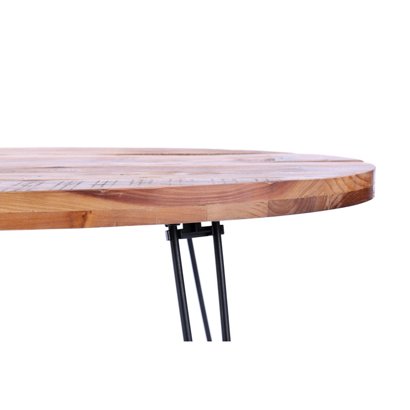 Console ovale en bois récupéré - bois massif naturel, élégante table de salon pliable chic
