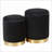 Ottomans, Marla Contemporary Nesting Set with Pleated Black Velvet &amp; Gold Metal Base by LumiSource | Gold | Metal-123499485