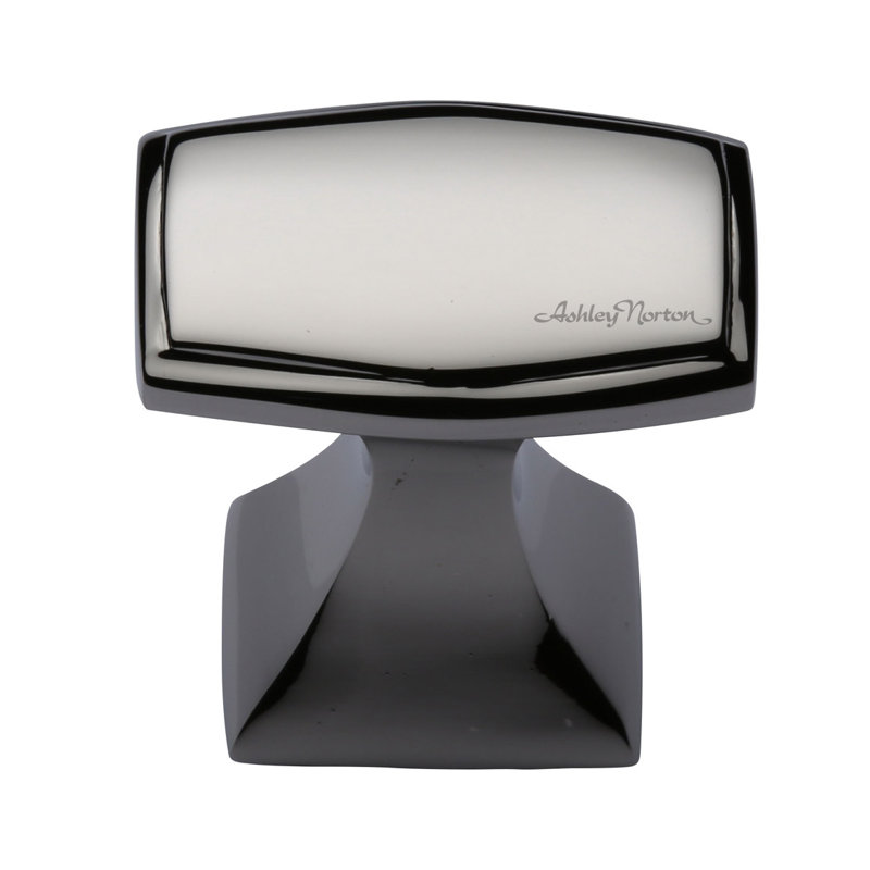 Polished Nickel Rectangular Cabinet Knob with Mounting Hardware